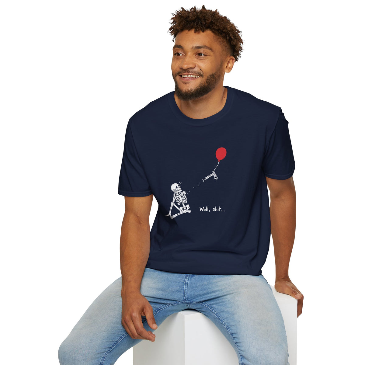 Funny Skeleton Balloon T-Shirt, Well Shit Graphic Tee
