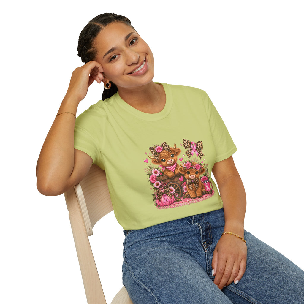 Breast Cancer Awareness Highland Cow T-Shirt