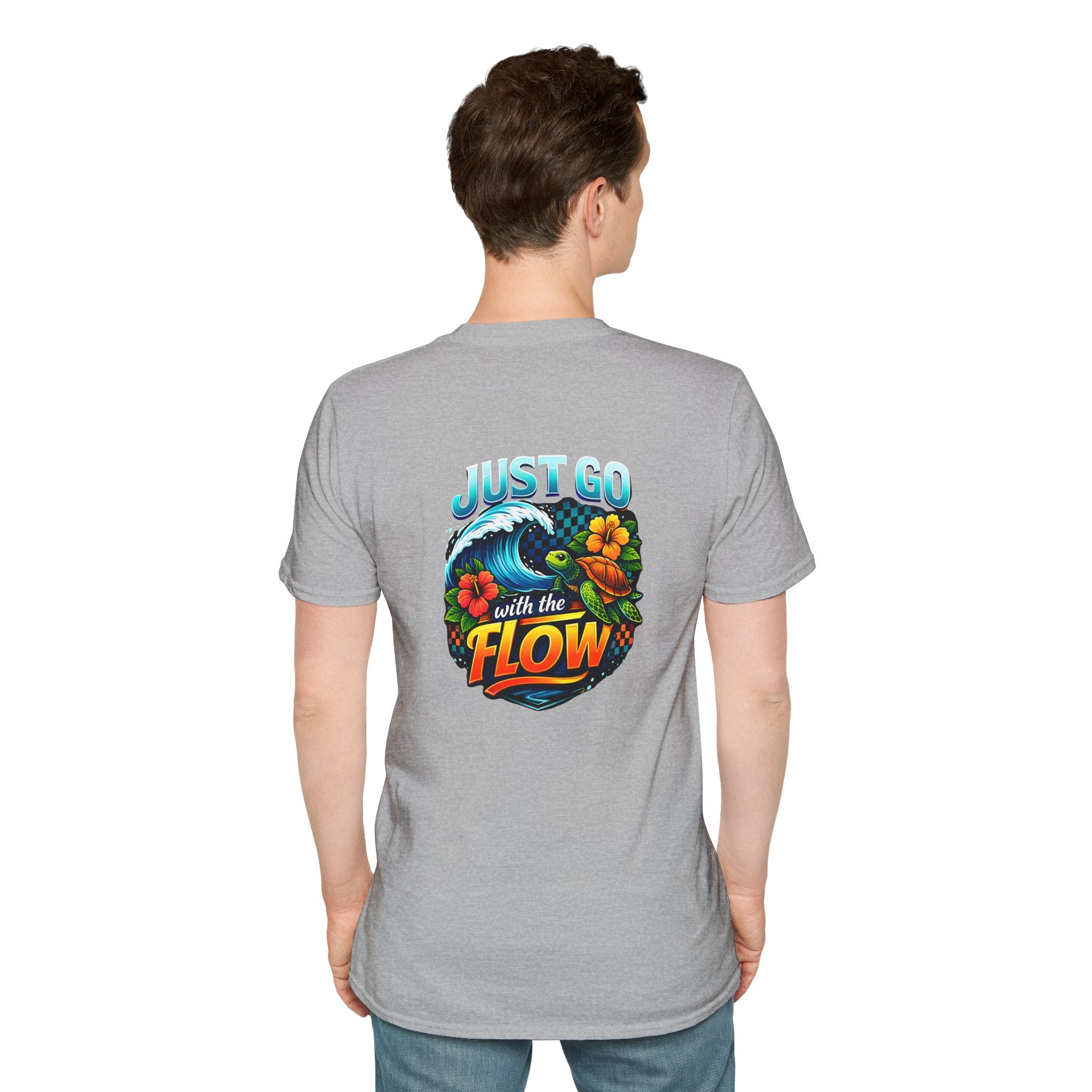 Go With the Flow Sea Turtle T-Shirt — Cute Beach Gift for Women Ocean Floral Tee