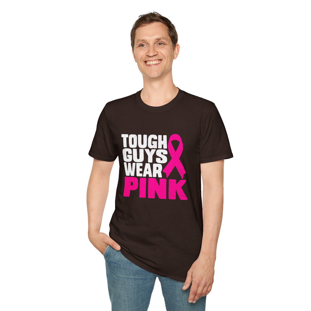 Tough Guys Wear Pink Breast Cancer Awareness T-Shirt Graphic Tee