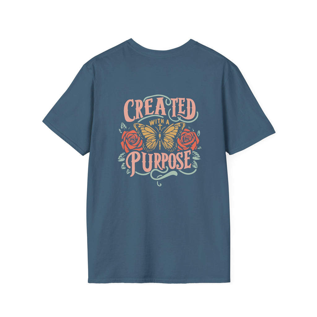 Created with a Purpose Butterfly T-Shirt Faith Graphic Tee