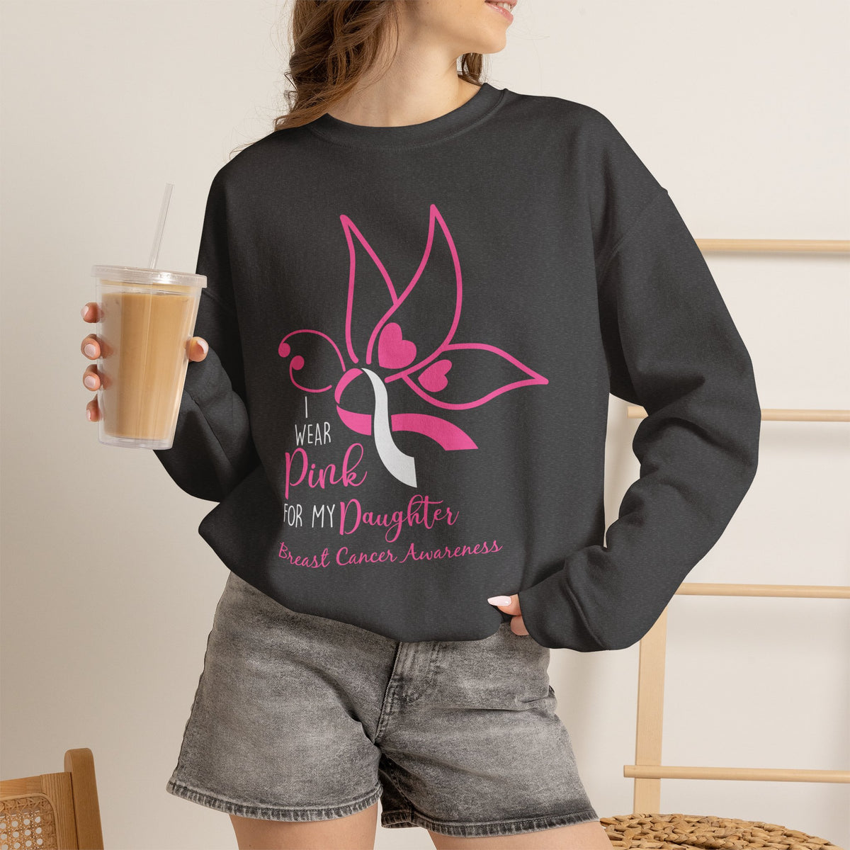I Wear Pink for My Daughter Breast Cancer Sweatshirt