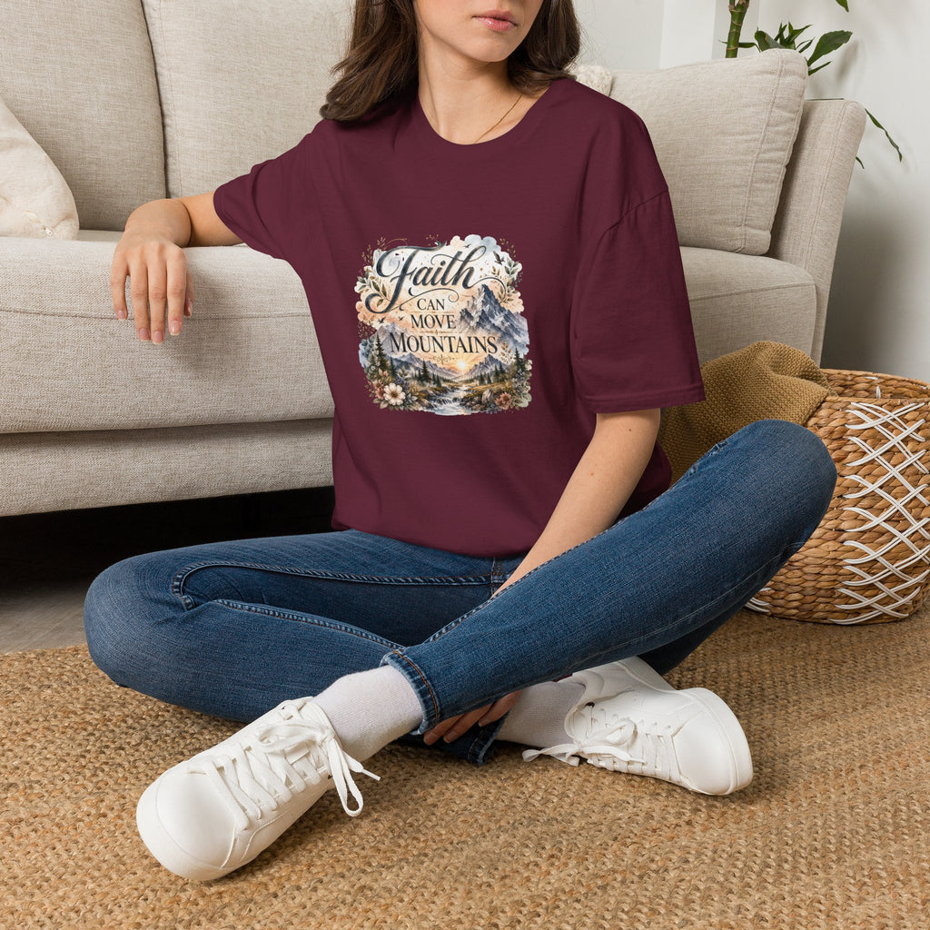 Faith Can Move Mountains T-Shirt Inspirational Christian Mountain Graphic Tee