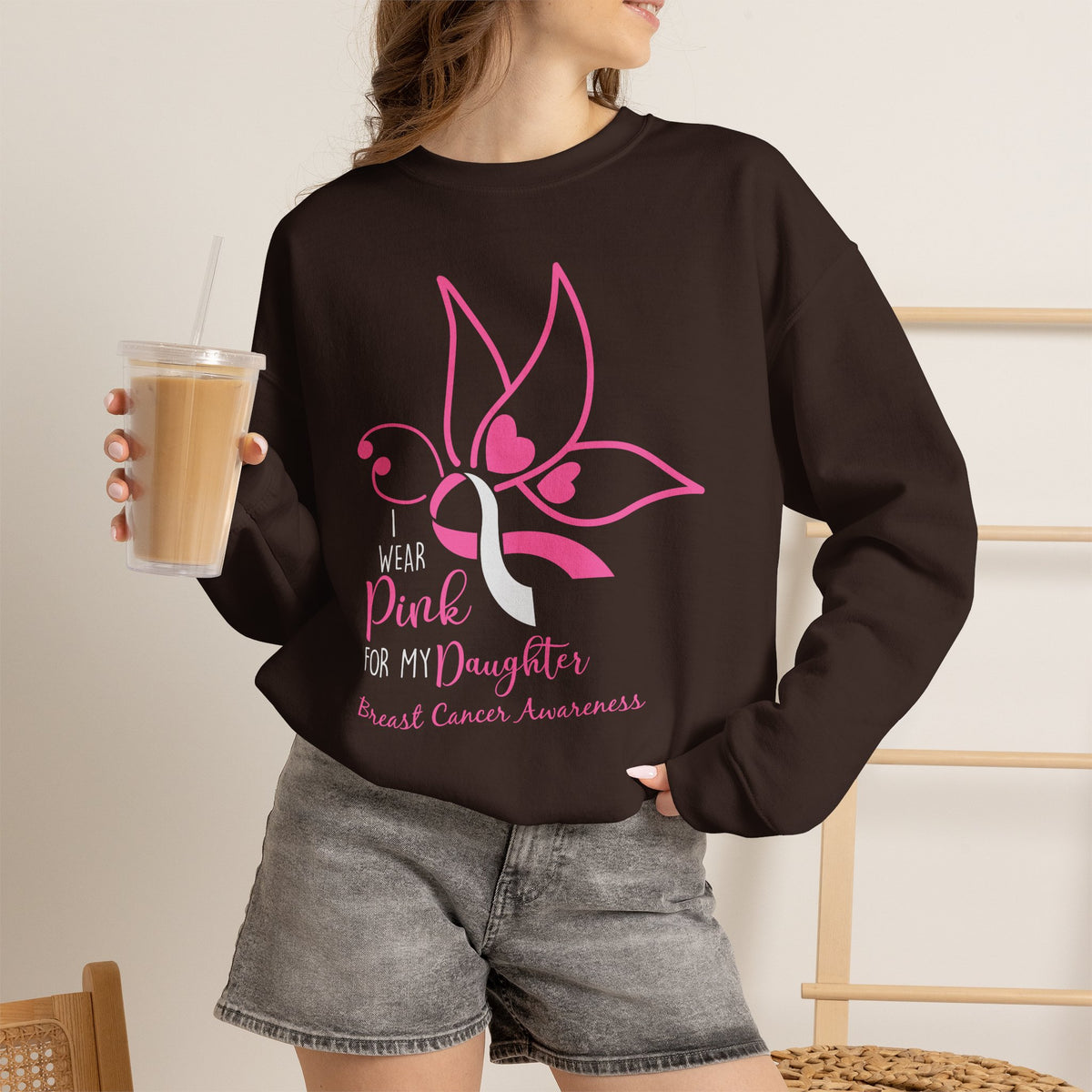 I Wear Pink for My Daughter Breast Cancer Sweatshirt