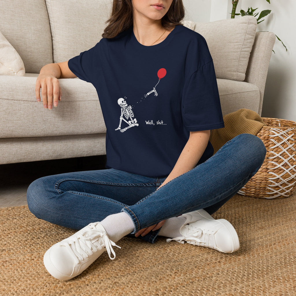 Funny Skeleton Balloon T-Shirt, Well Shit Graphic Tee