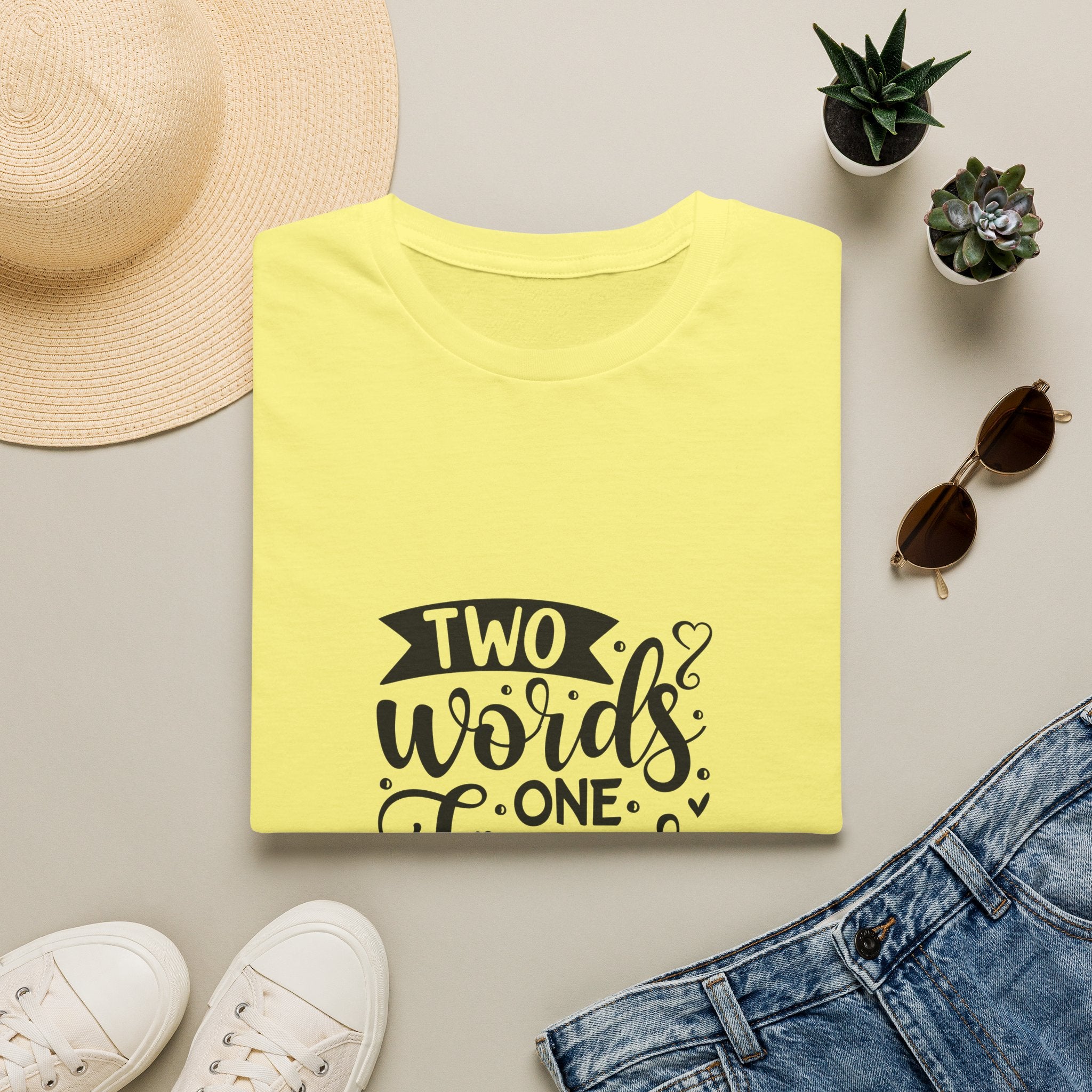 Graphic Tee — "Two Words One Finger" Funny T-Shirt