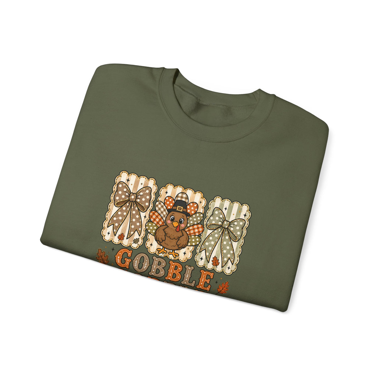 Thanksgiving Crewneck Sweatshirt — "Gobble Gobble 'til You Wobble" Turkey Design
