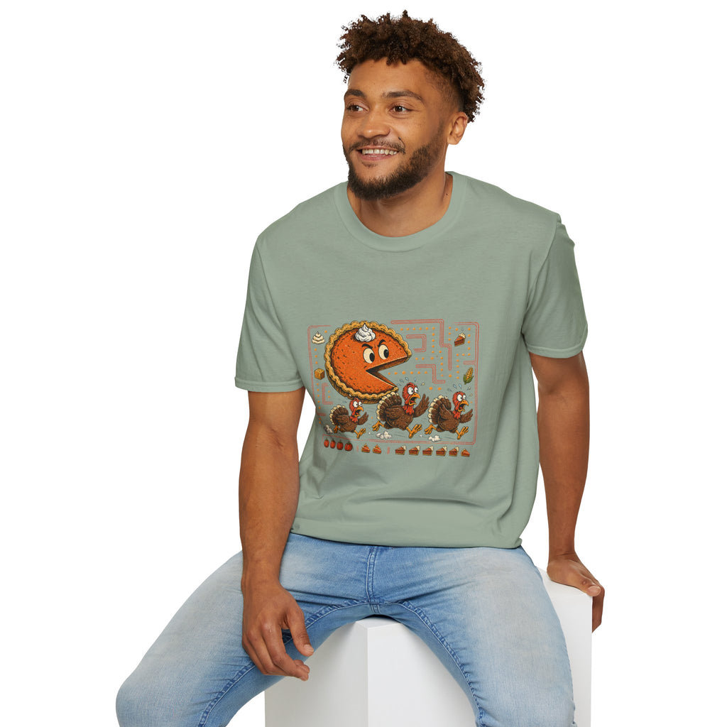 Retro Pie Monster T-Shirt — Funny Pac-Maze Dessert Gamer Tee