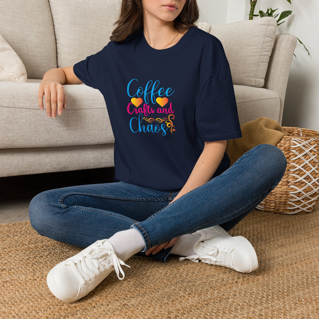 Coffee Crafts and Chaos T-Shirt — Funny Gift for Crafty Women Sarcastic Graphic Tee