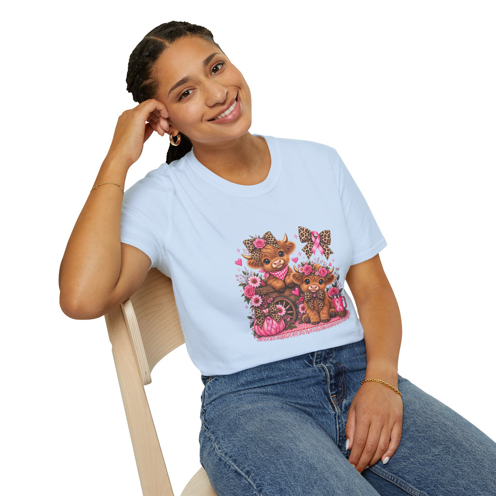 Breast Cancer Awareness Highland Cow T-Shirt