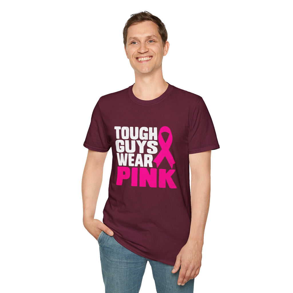 Tough Guys Wear Pink Breast Cancer Awareness T-Shirt Graphic Tee