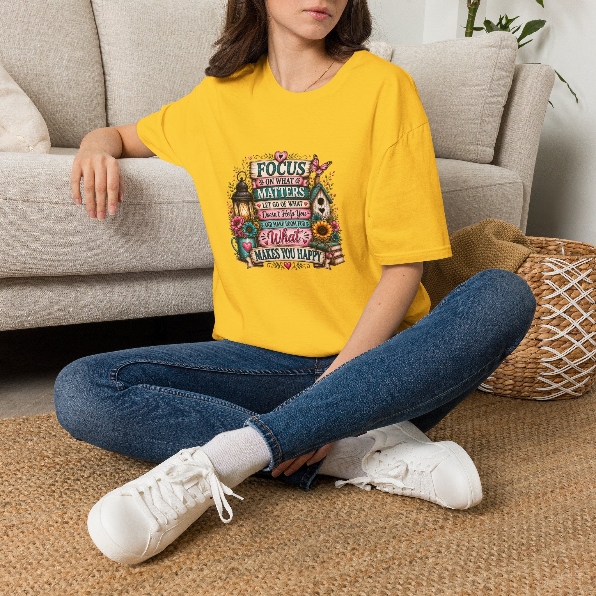 Focus on What Matters Floral T-Shirt — Inspirational Motivational Gift for Women Tee