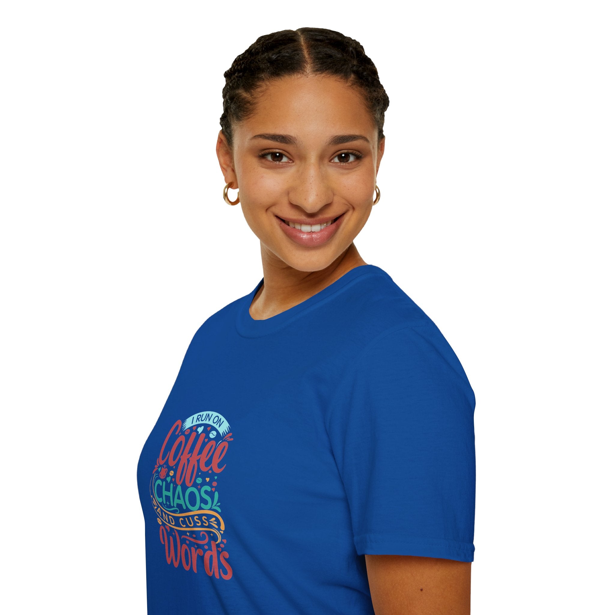 I Run on Coffee Chaos and Cuss Words T-Shirt — Funny Gift for Her Sarcastic Mom Tee