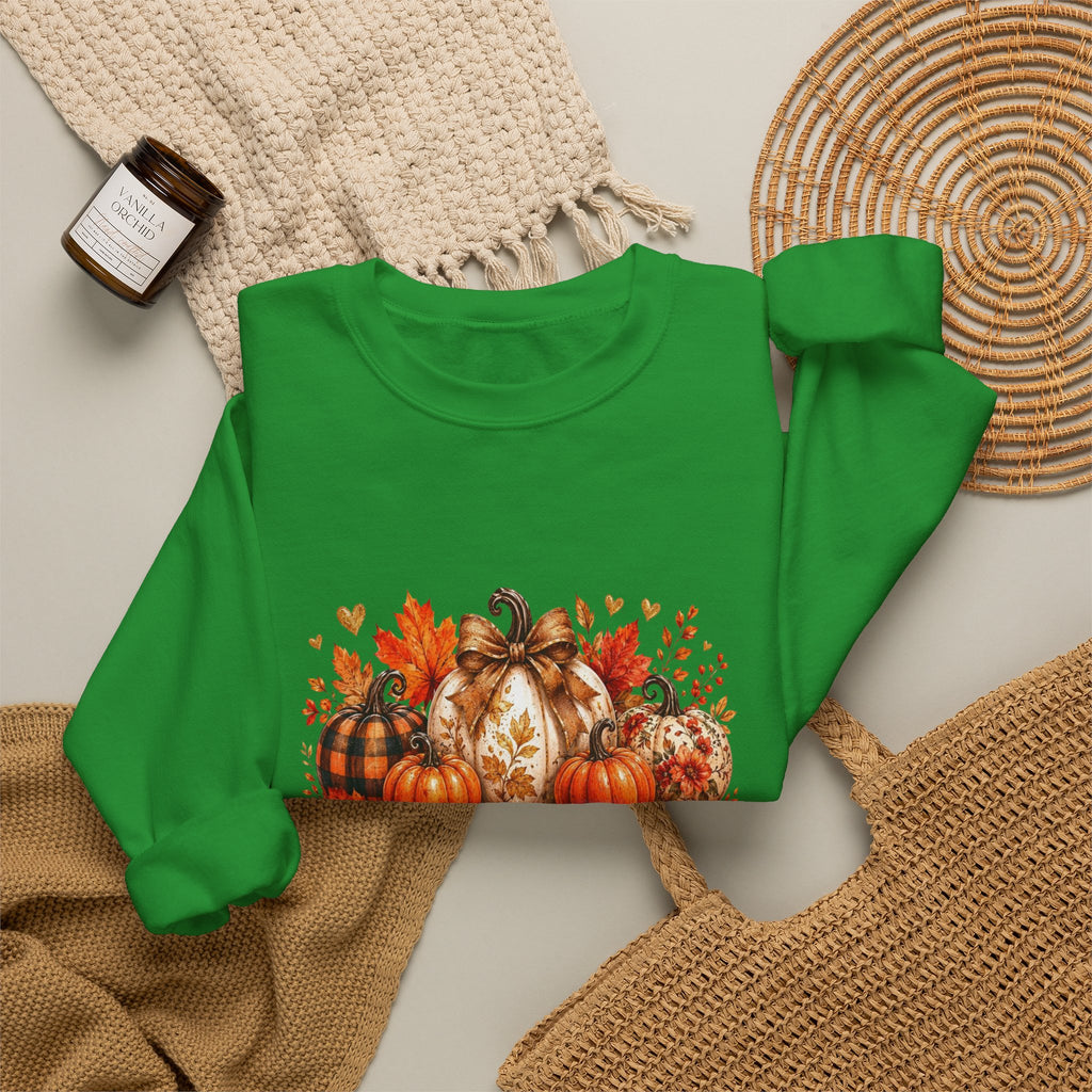 Thanksgiving Pumpkin Crewneck Sweatshirt — Happy Thanksgiving Harvest Design