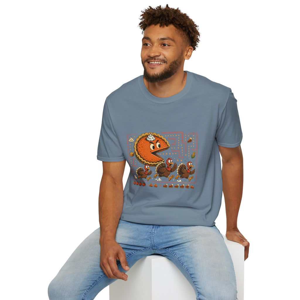 Retro Pie Monster T-Shirt — Funny Pac-Maze Dessert Gamer Tee