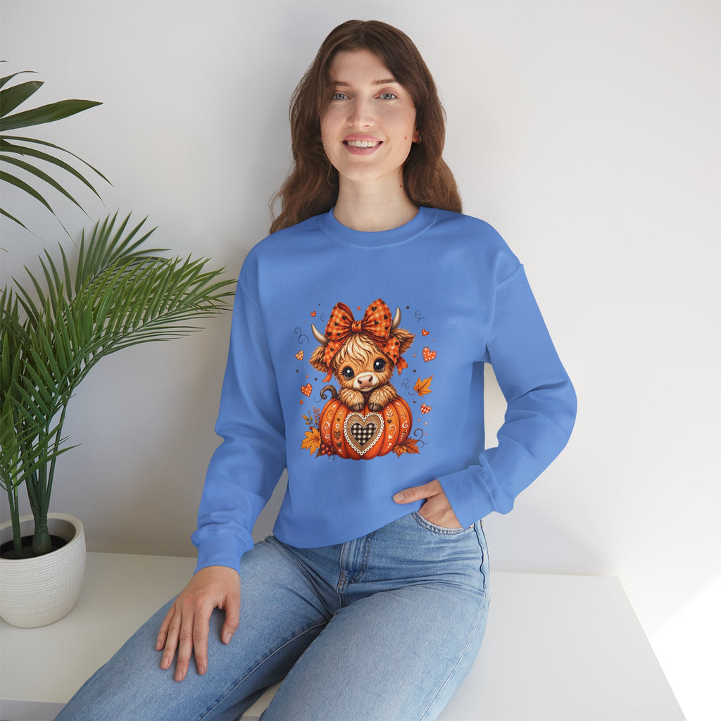 Cute Highland Cow Pumpkin Halloween Sweatshirt
