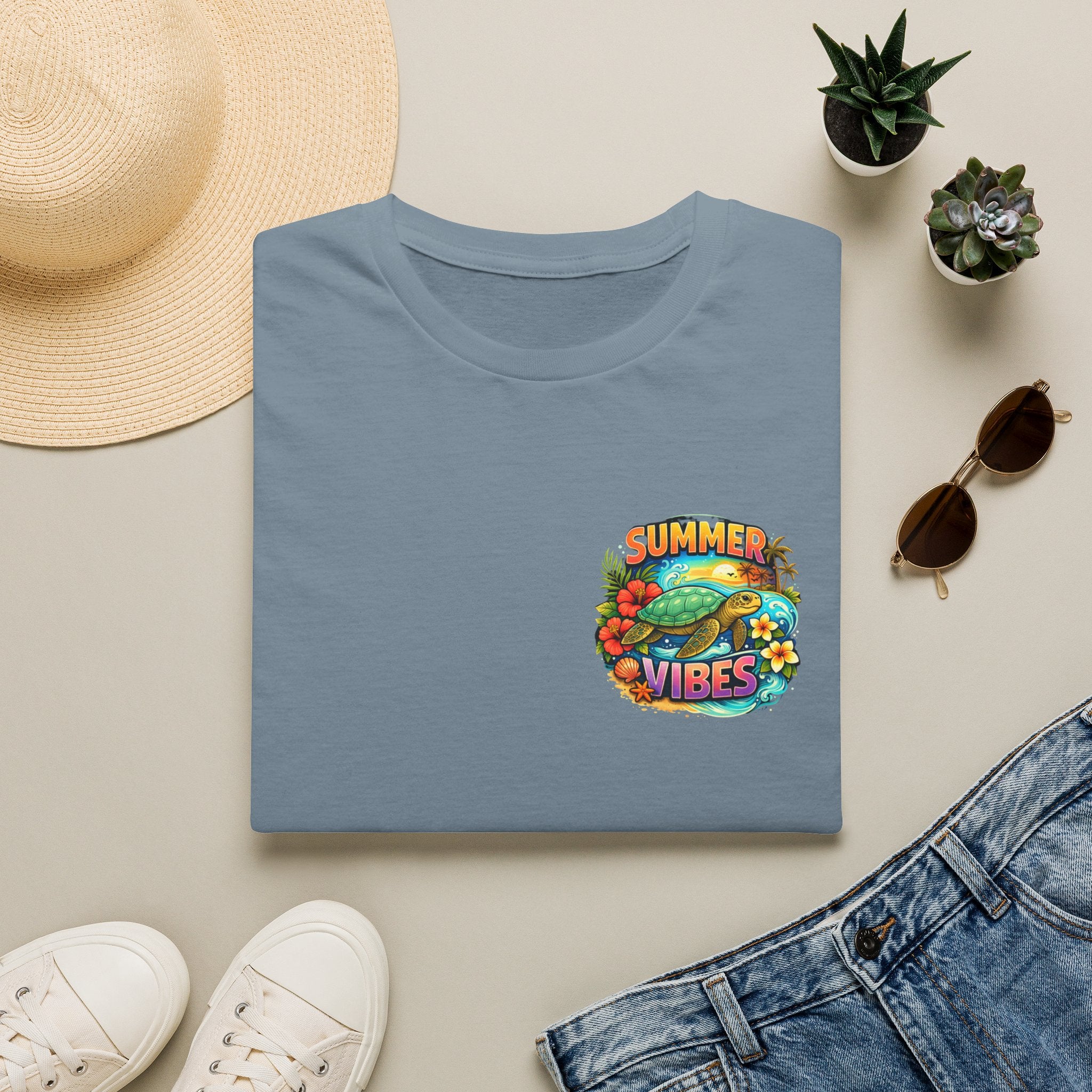Summer Vibes Sea Turtle T-Shirt — Cute Beach Gift for Women Surf Floral Graphic Tee