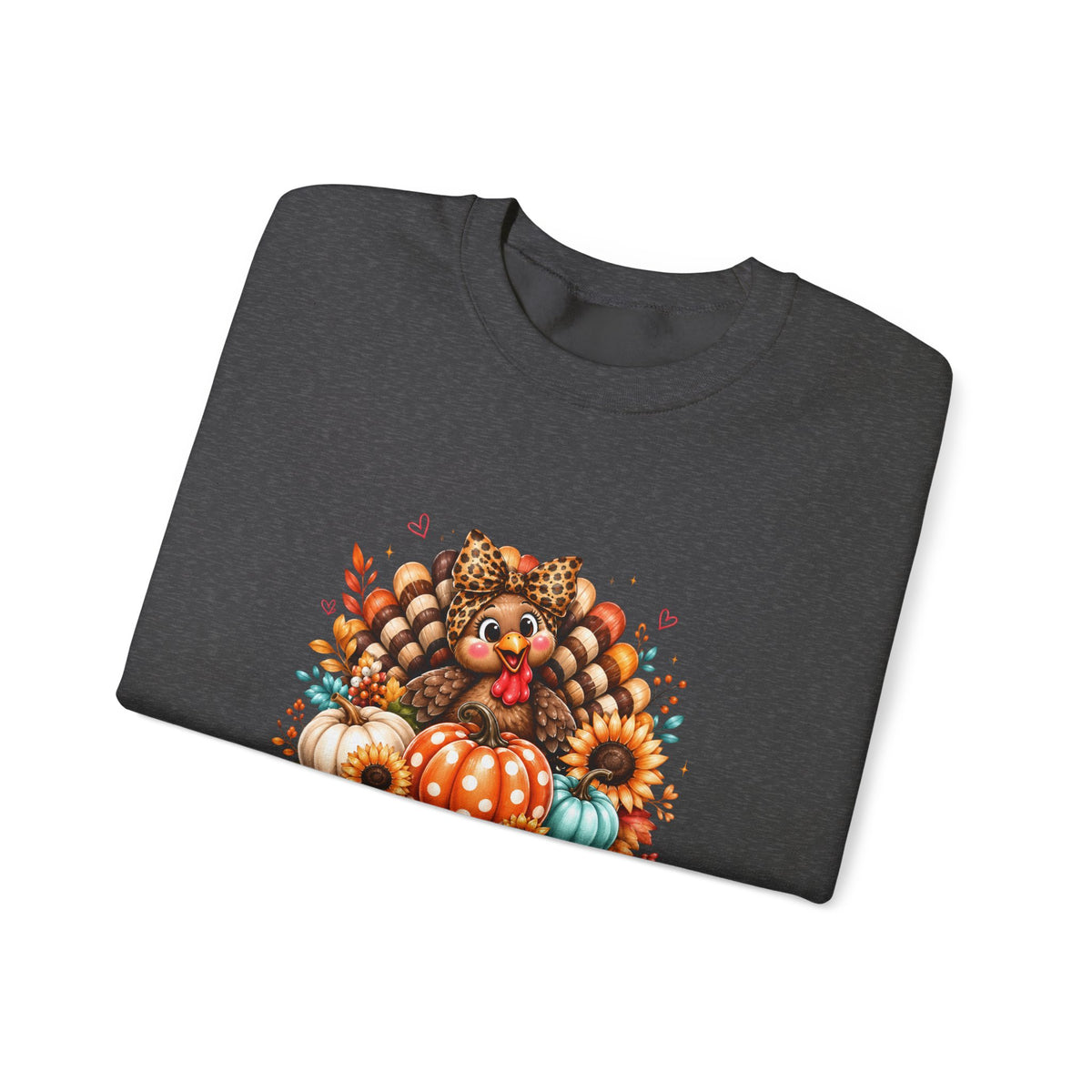 Sweatshirt — "Give Thanks" Autumn Turkey & Pumpkin Thanksgiving Crewneck