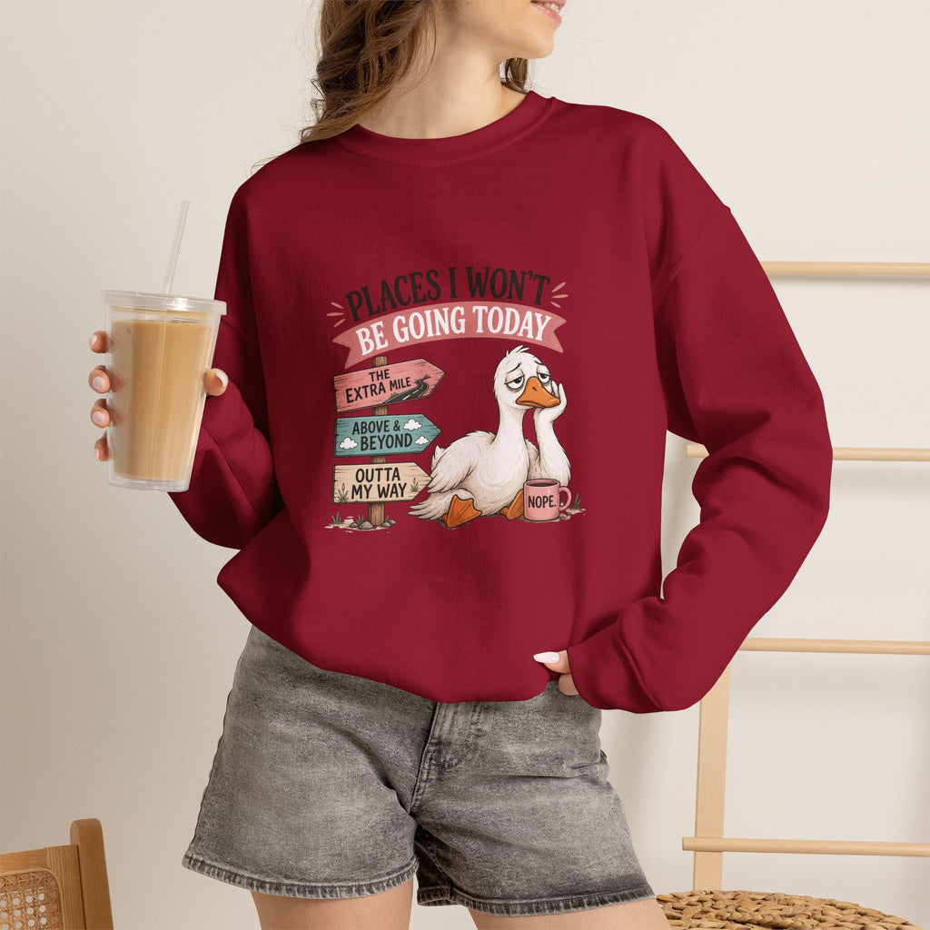 Places I Won't Be Going Today Goose Sweatshirt — Funny Introvert Gift for Her Crewneck