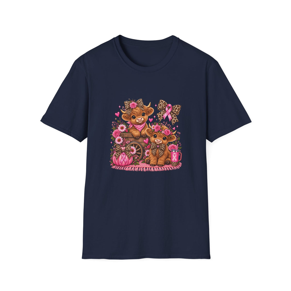 Breast Cancer Awareness Highland Cow T-Shirt