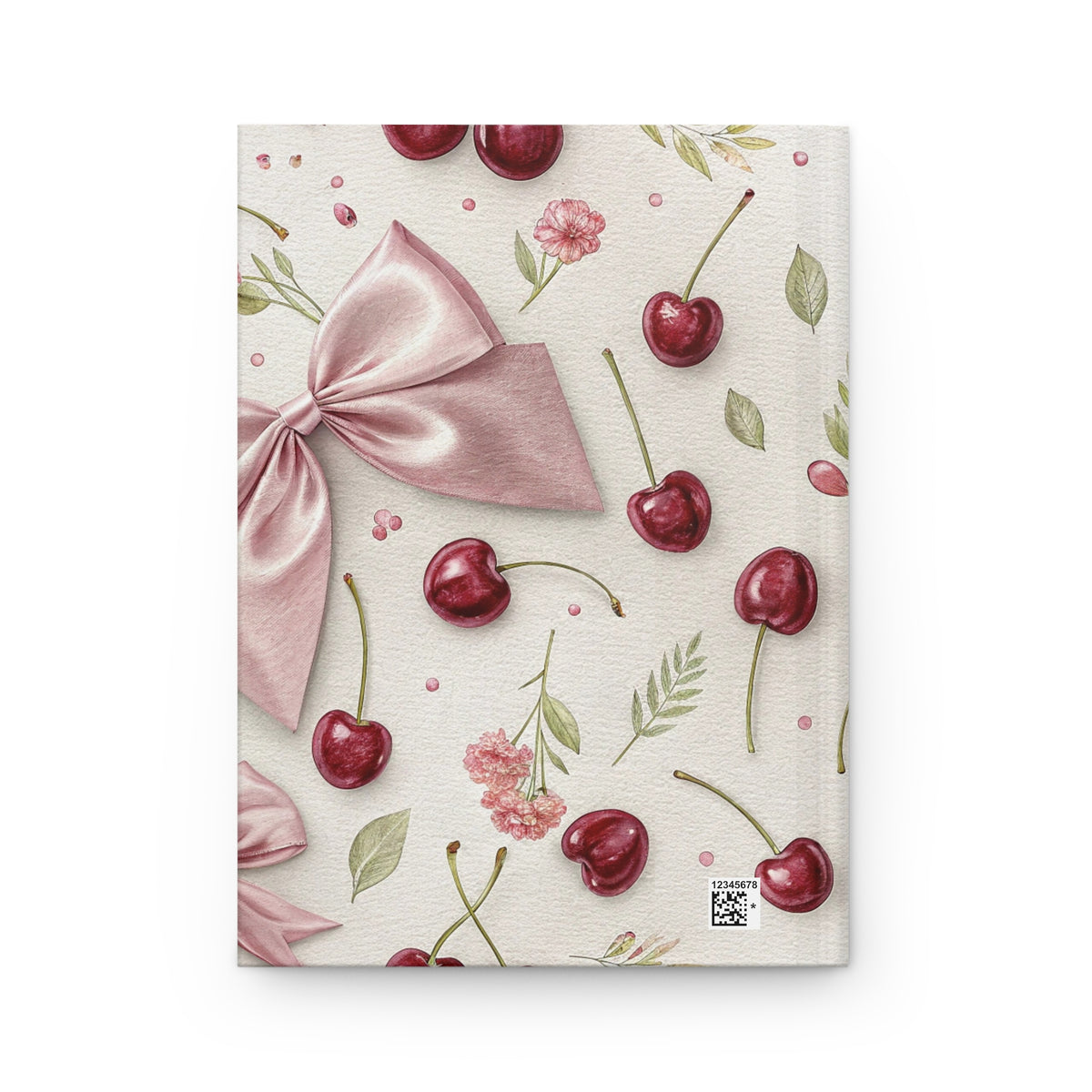 Cherry Bow Hardcover Journal — Pink Ribbon Floral Notebook for Gifts & Journaling