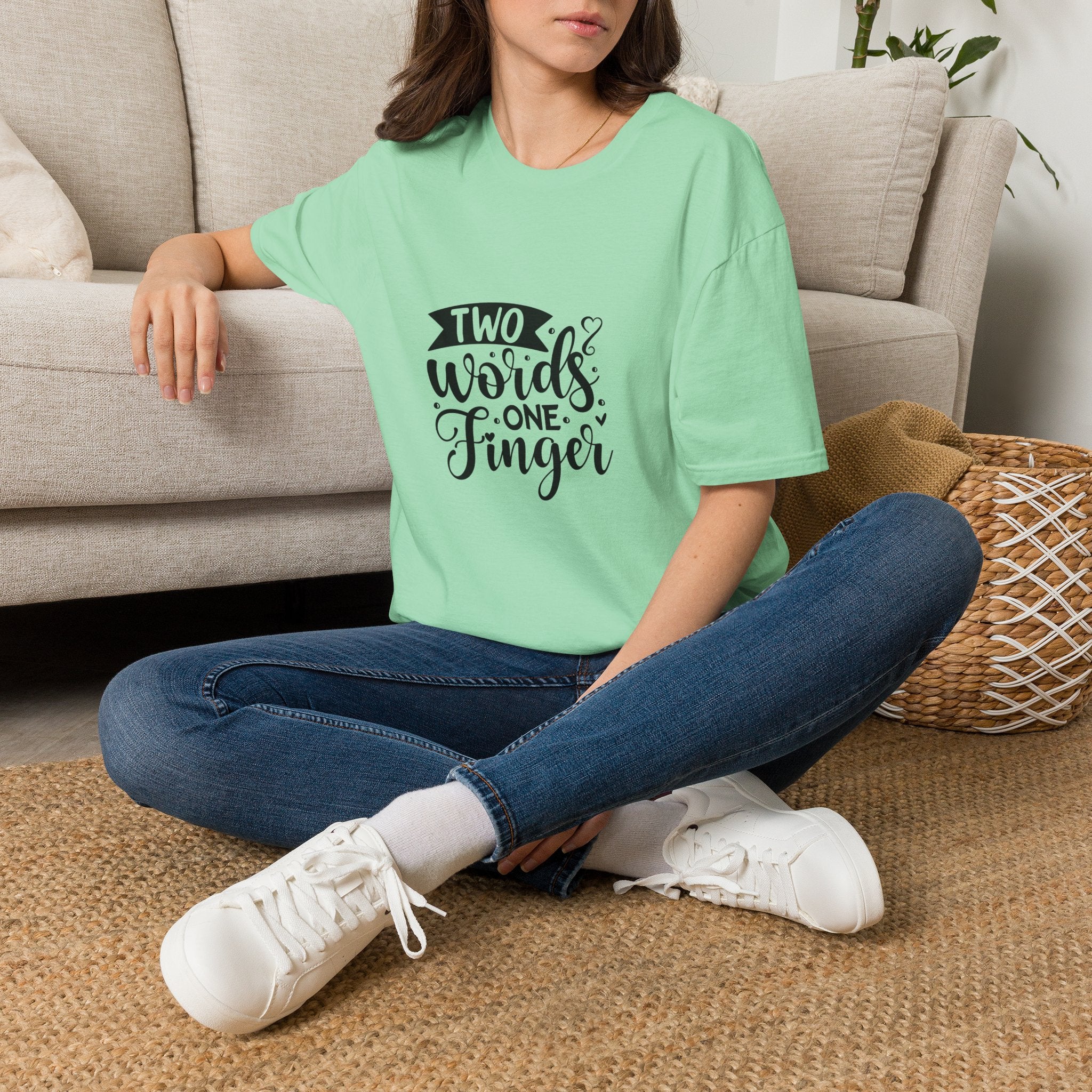 Graphic Tee — "Two Words One Finger" Funny T-Shirt