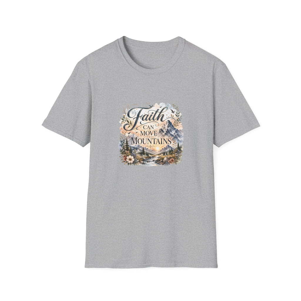Faith Can Move Mountains T-Shirt Inspirational Christian Mountain Graphic Tee