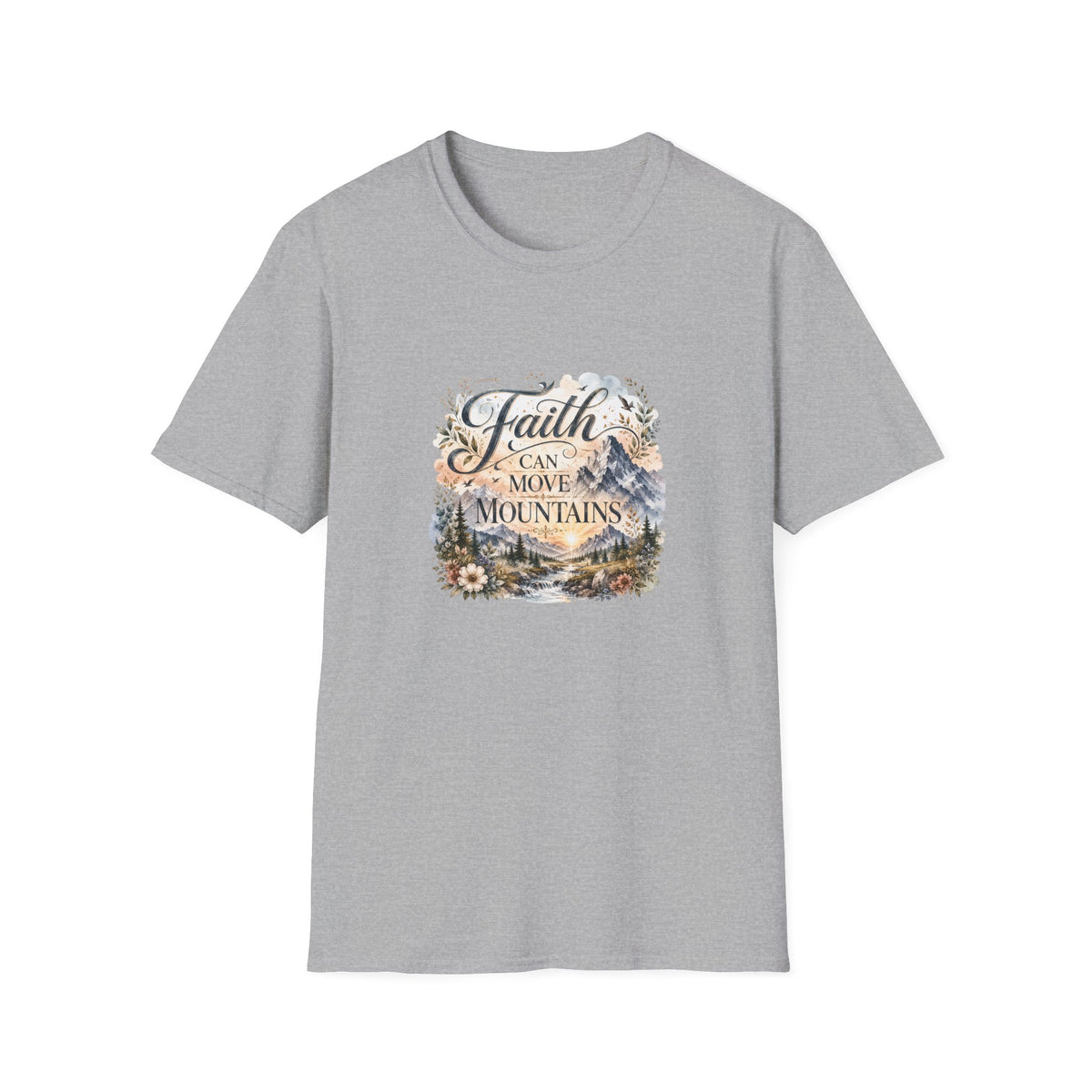 Faith Can Move Mountains T-Shirt Inspirational Christian Mountain Graphic Tee