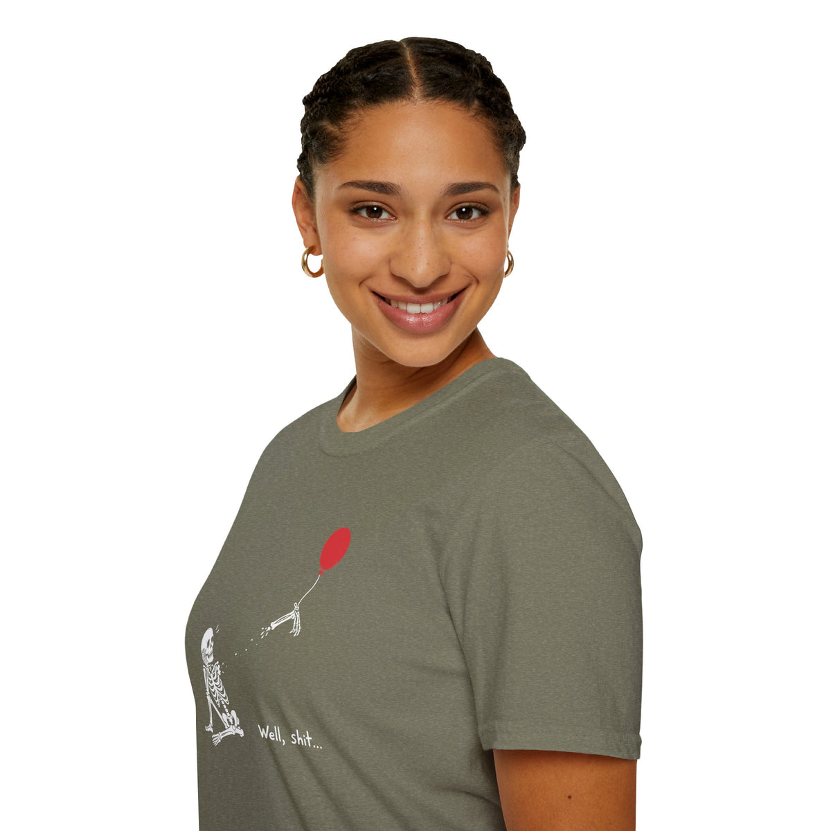 Funny Skeleton Balloon T-Shirt, Well Shit Graphic Tee