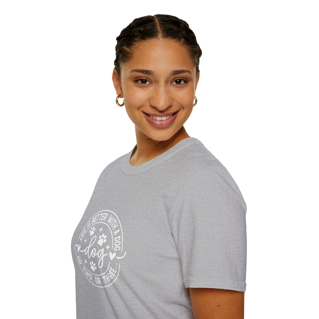 Life Is Better With a Dog T-Shirt — Funny Dog Lover Gift for Women Paw Print Tee