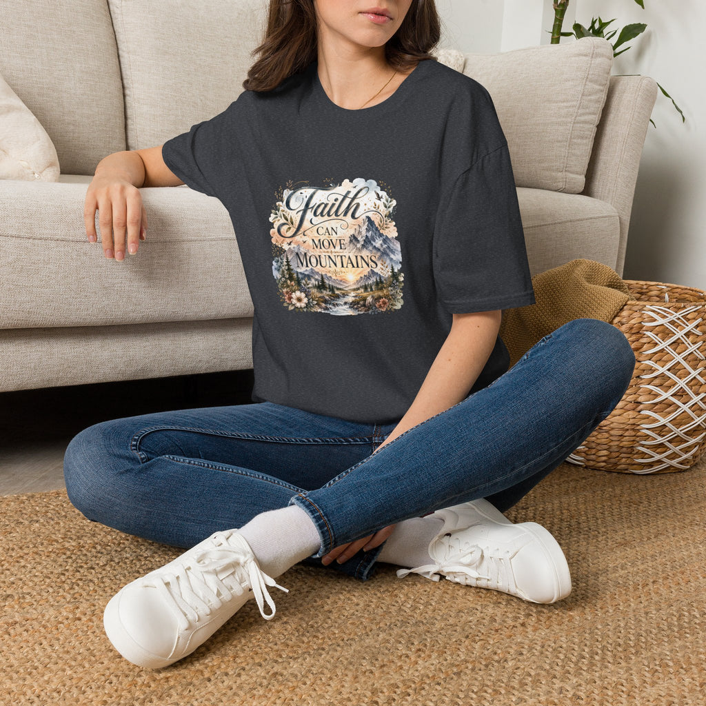 Faith Can Move Mountains T-Shirt Inspirational Christian Mountain Graphic Tee