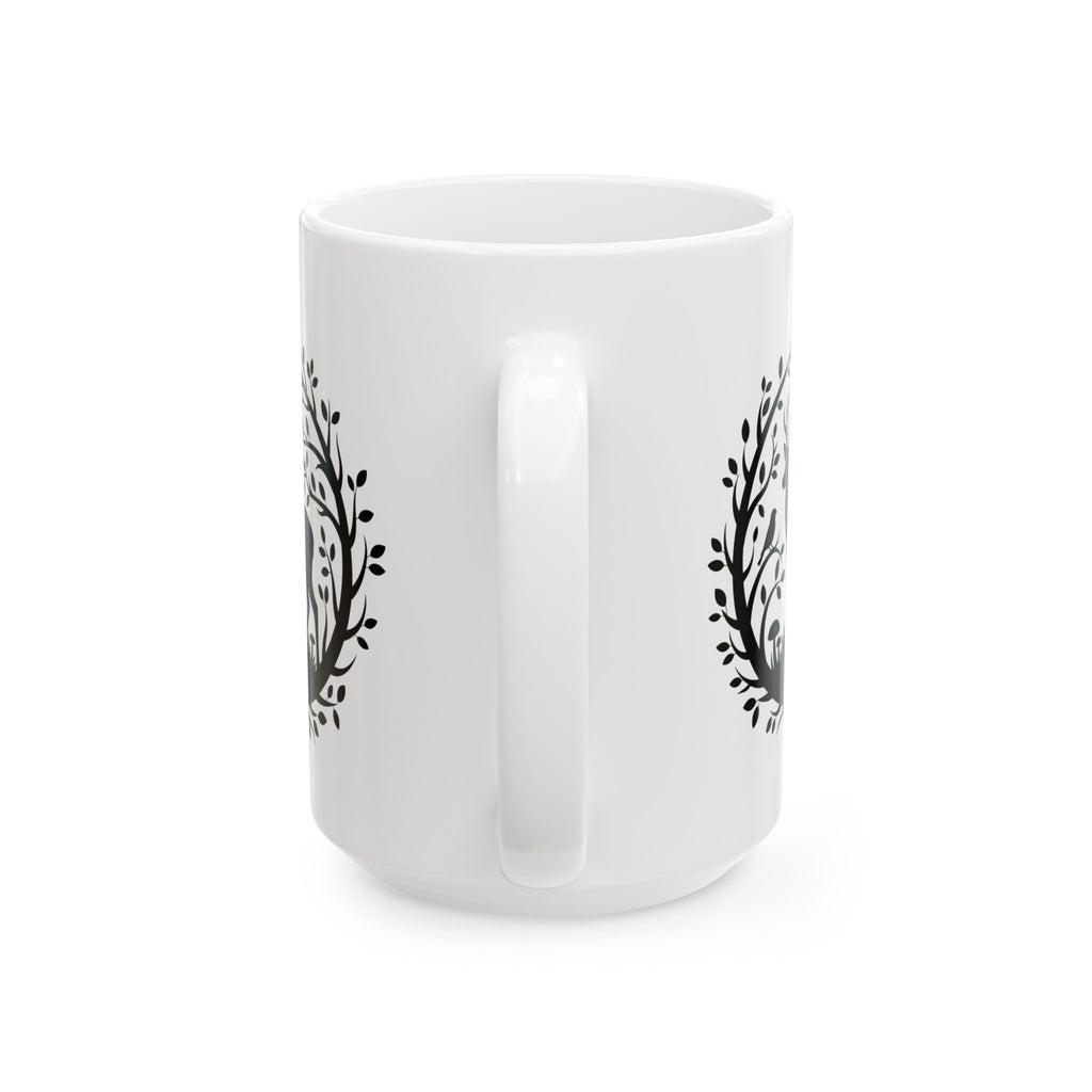 Tree of Serenity Nature Ceramic Mug — Cute Peaceful Gift Black Silhouette Coffee Cup
