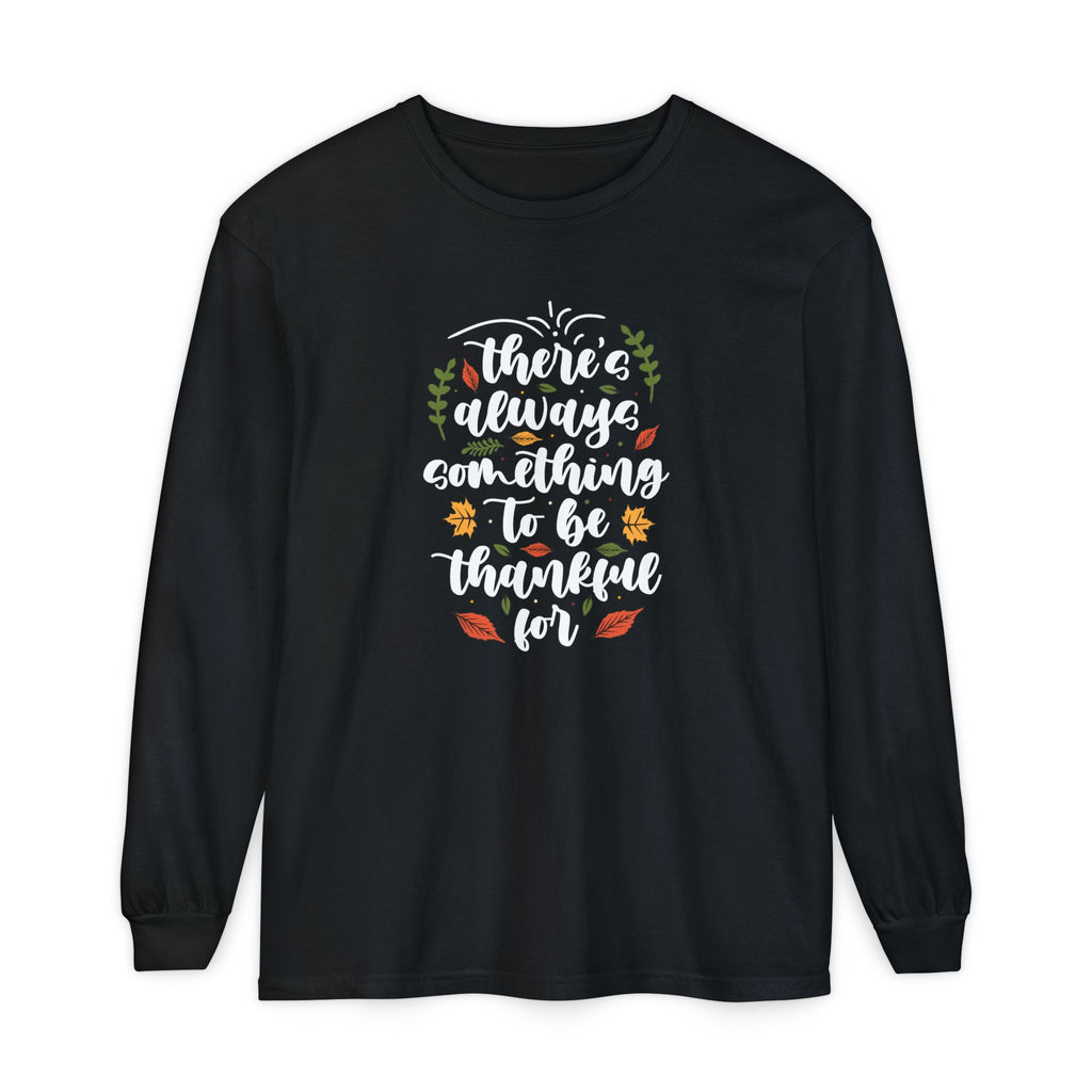 Thankful For Crewneck Long Sleeve Tee — Fall Thanksgiving Gratitude Shirt