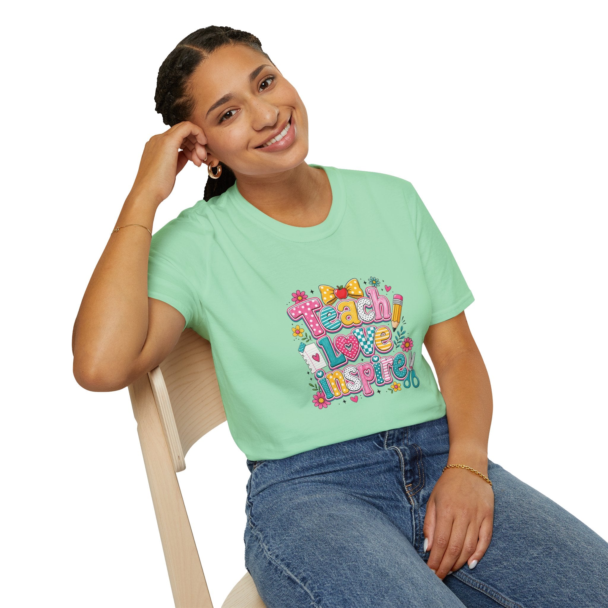 Teach Love Inspire T-Shirt — Cute Colorful Teacher Gift School Appreciation Tee