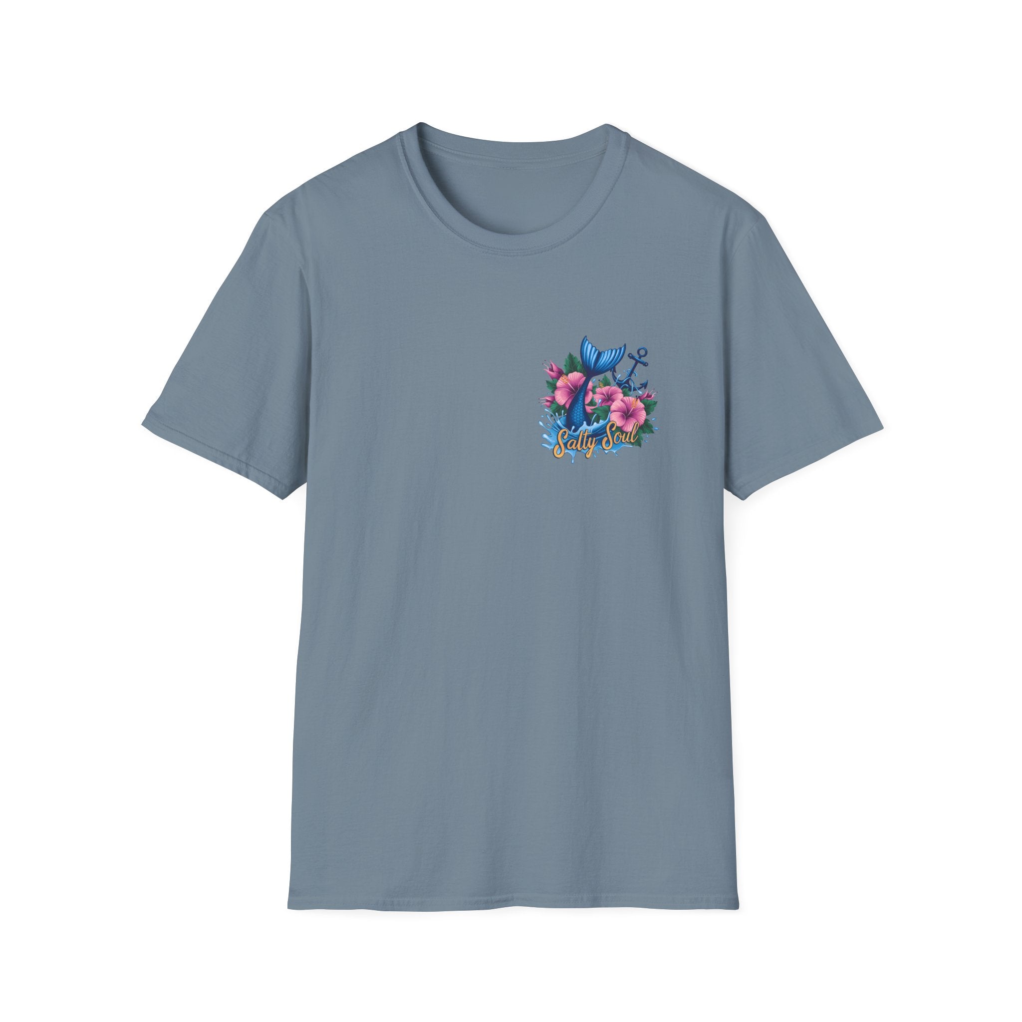 Salty Soul Mermaid Anchor Floral T-Shirt — Cute Beach Gift for Women Nautical Tee