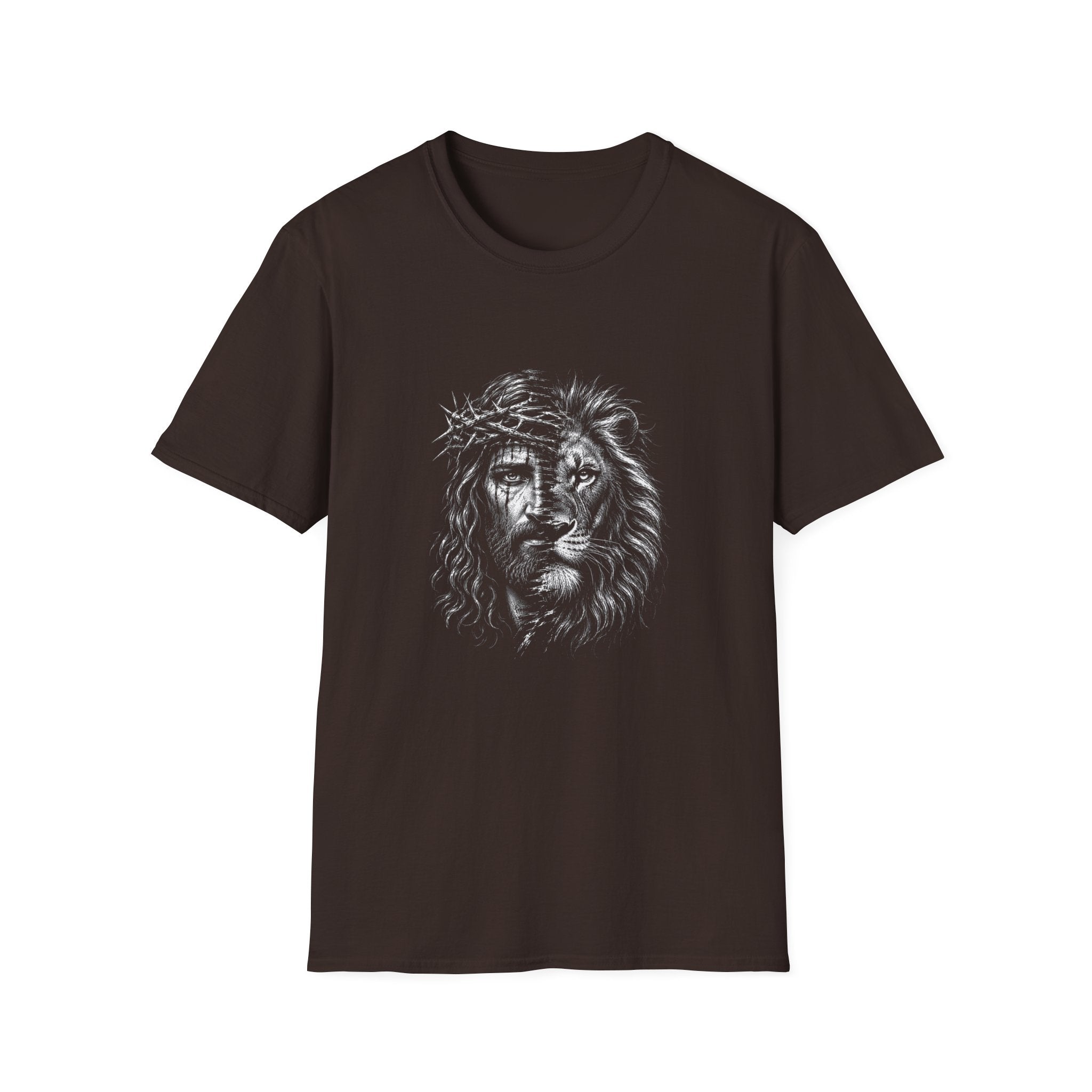 Lion of Judah T-Shirt — Crown of Thorns Half-Face Lion Christian Graphic Tee