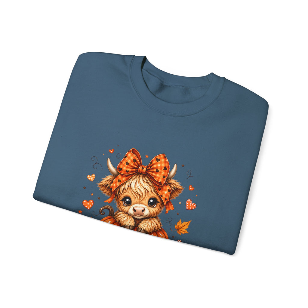 Cute Highland Cow Pumpkin Halloween Sweatshirt