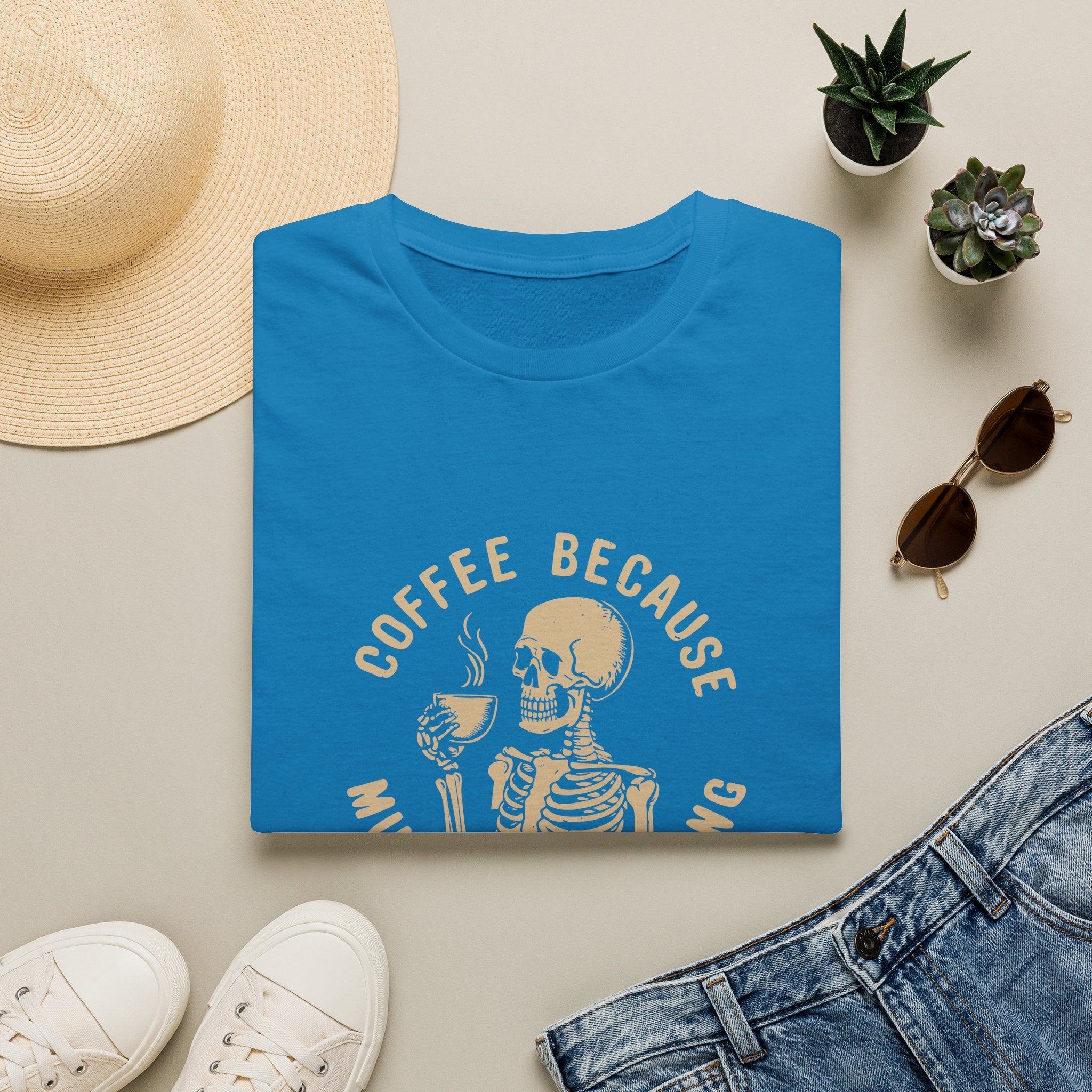 Coffee Because Murder Is Wrong Skull T-Shirt — Funny Dark Humor Gift for Her Graphic Tee
