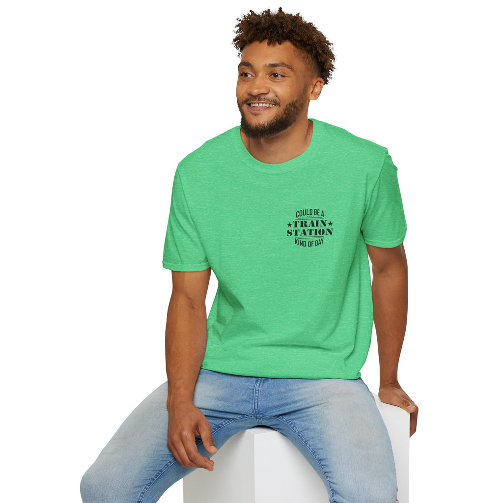 Could Be a Train Station Kind of Day T-Shirt — Funny Sarcastic Gift for Her Pocket Tee