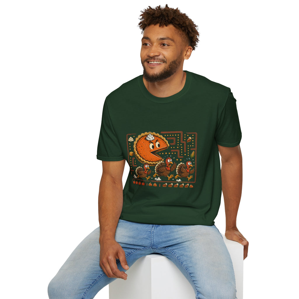 Retro Pie Monster T-Shirt — Funny Pac-Maze Dessert Gamer Tee