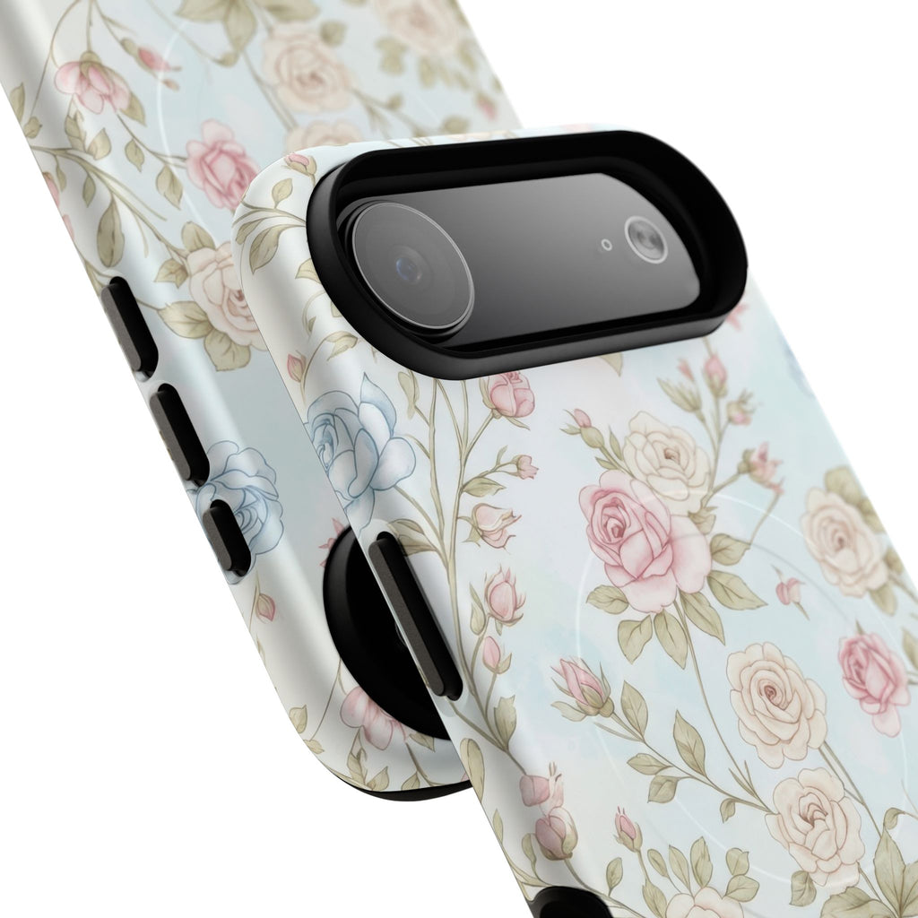 Vintage Floral Rose Magnetic iPhone Case — MagSafe Tough Protective Cover