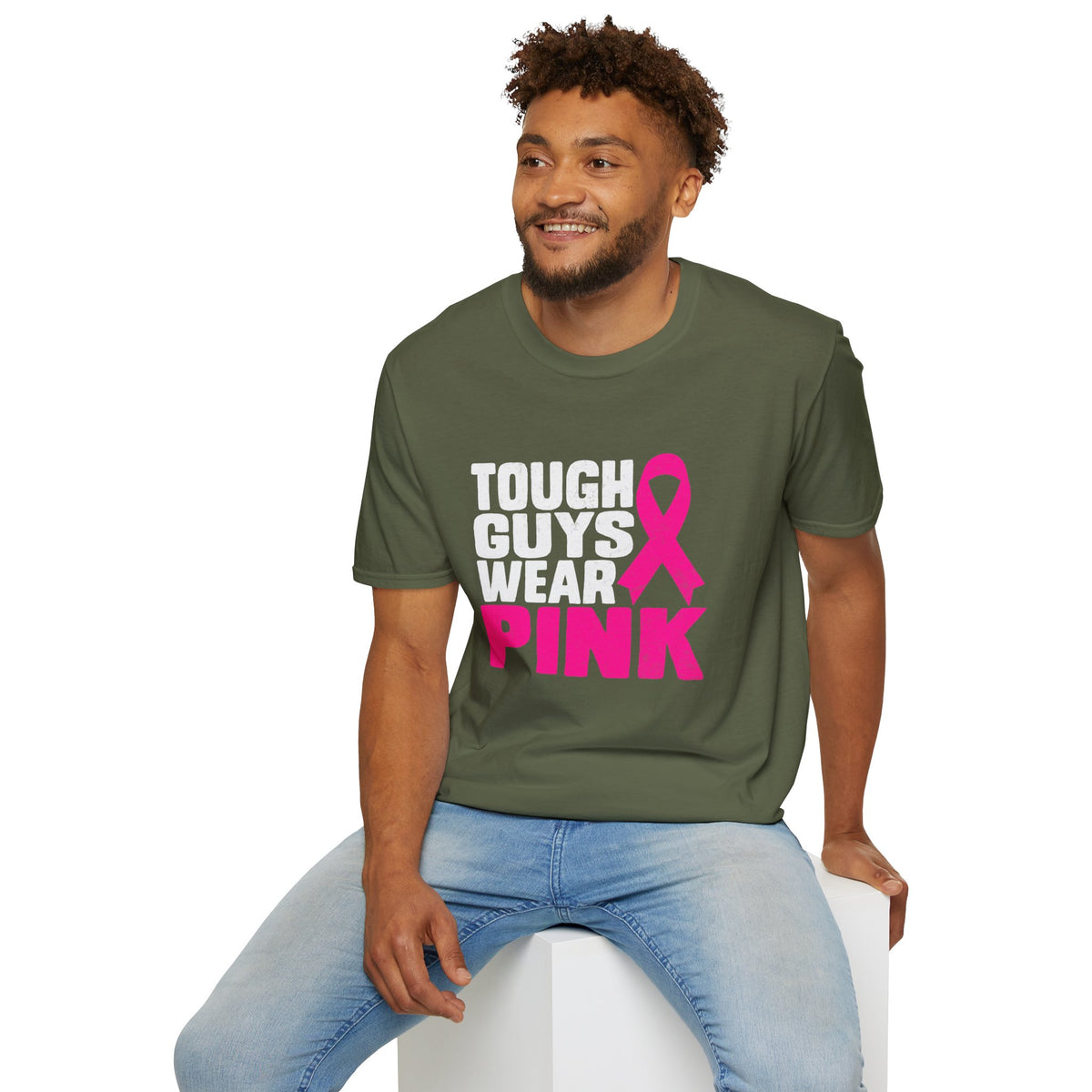 Tough Guys Wear Pink Breast Cancer Awareness T-Shirt Graphic Tee