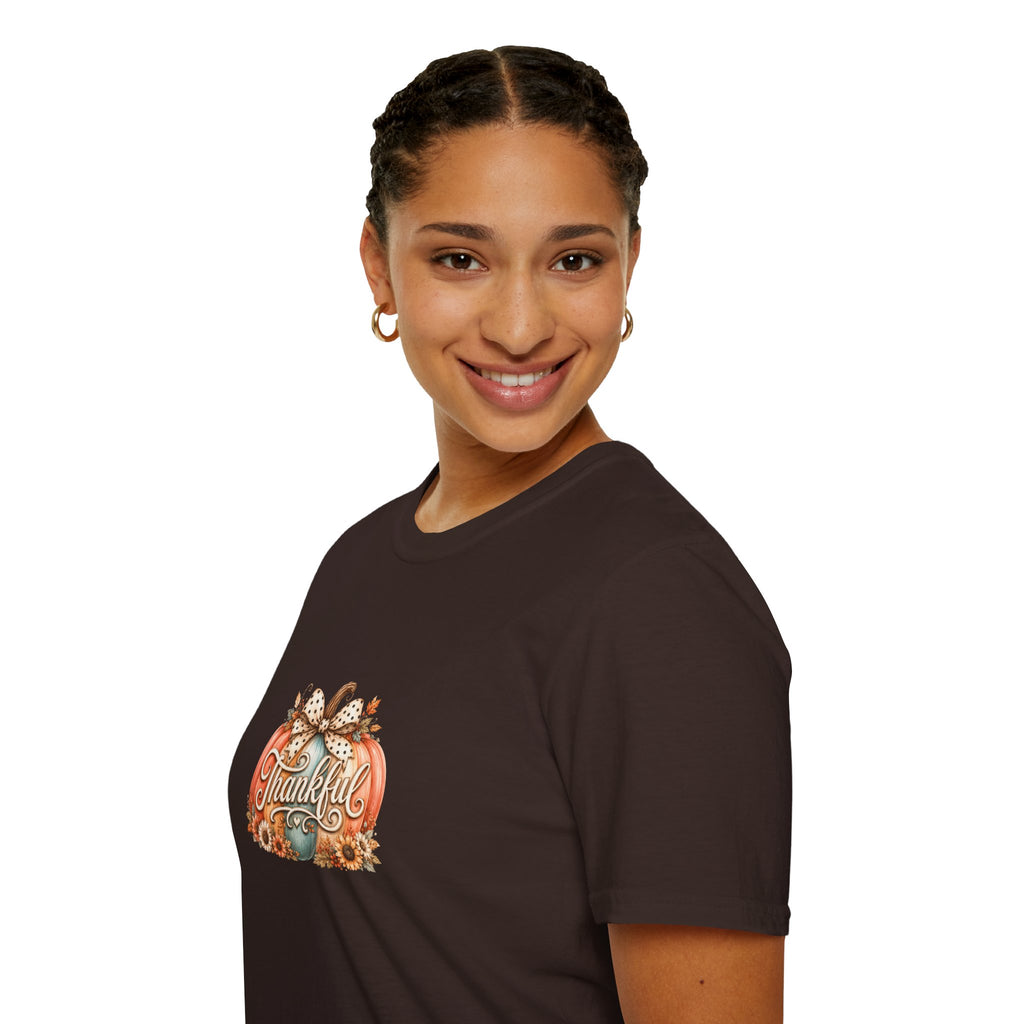 Thankful Pumpkin T-Shirt — Cute Fall Thanksgiving Gift for Women Graphic Tee