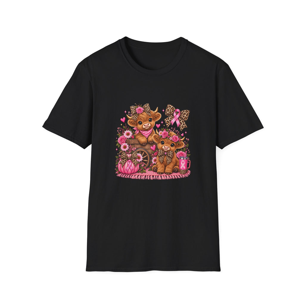 Breast Cancer Awareness Highland Cow T-Shirt