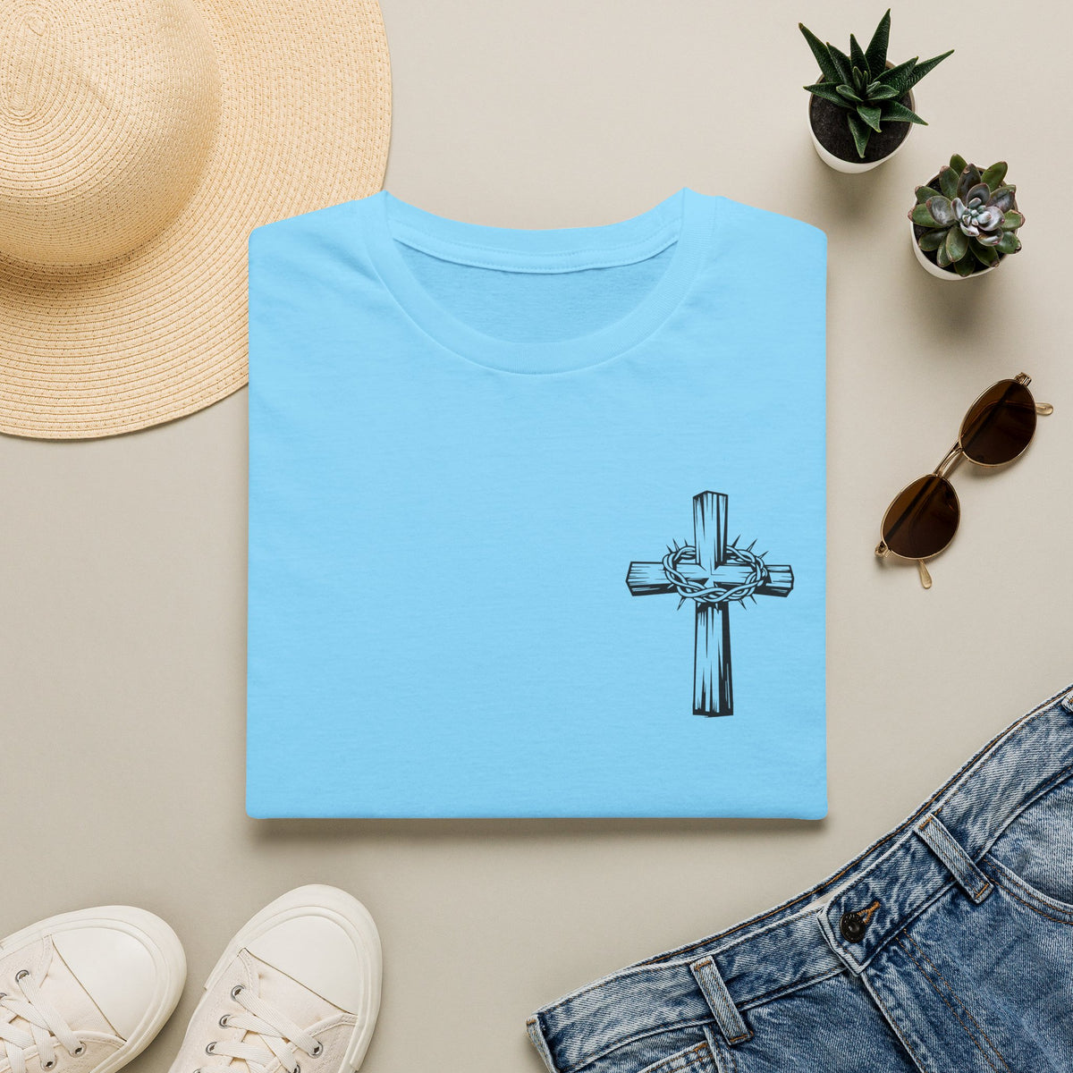 Cross with Crown of Thorns T-Shirt — Christian Faith Tee