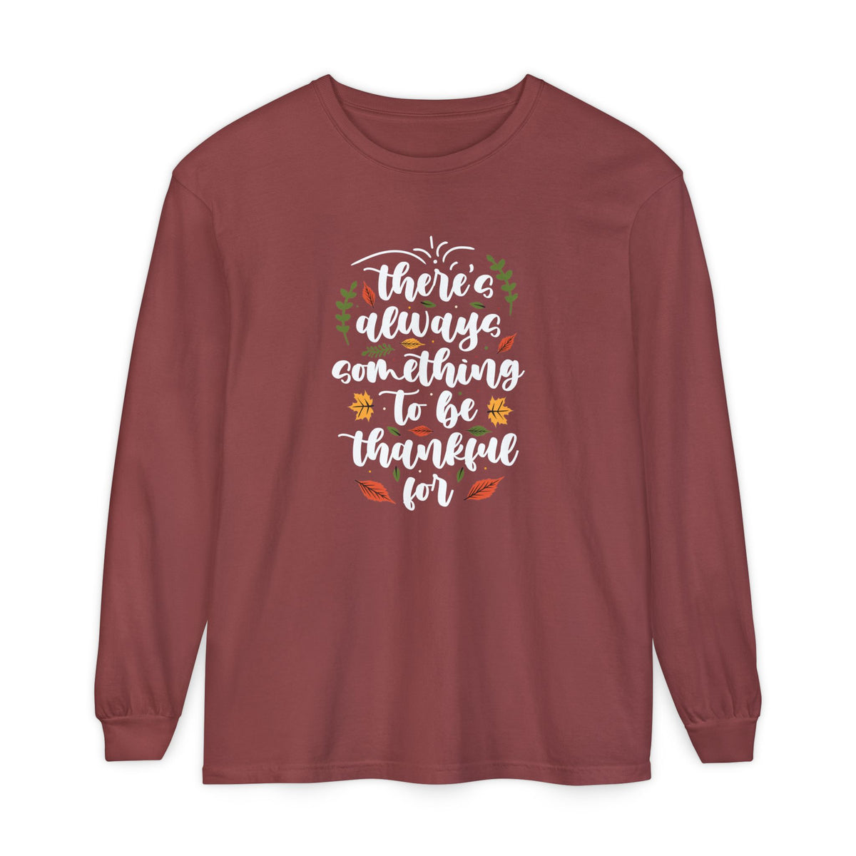 Thankful For Crewneck Long Sleeve Tee — Fall Thanksgiving Gratitude Shirt