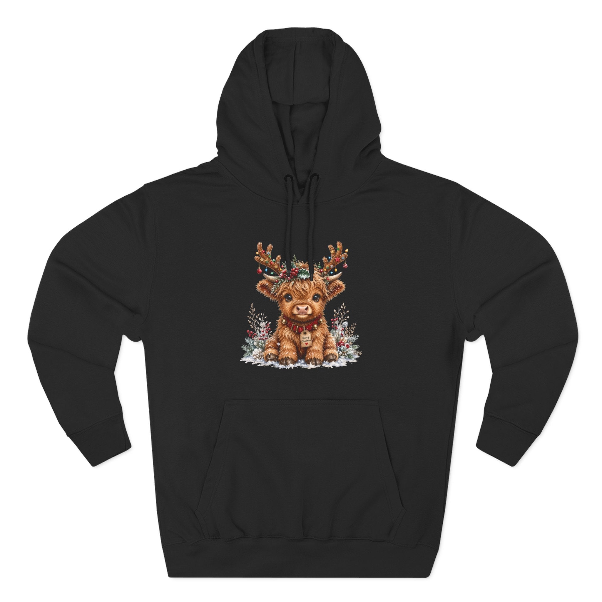 Cute Reindeer Fleece Hoodie - Christmas Woodland Holiday Sweatshirt