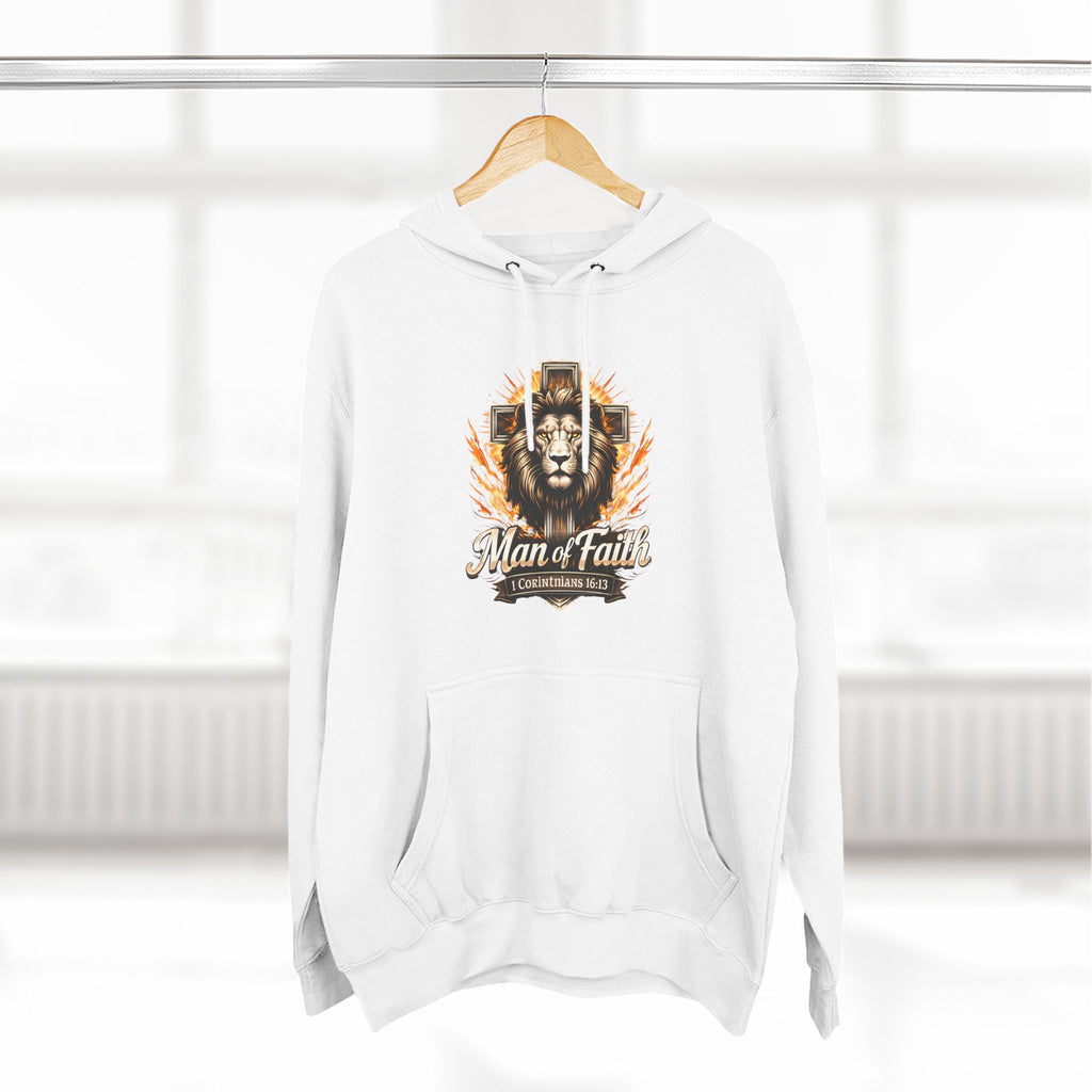 Man of Faith Lion Crest Graphic Fleece Pullover Hoodie