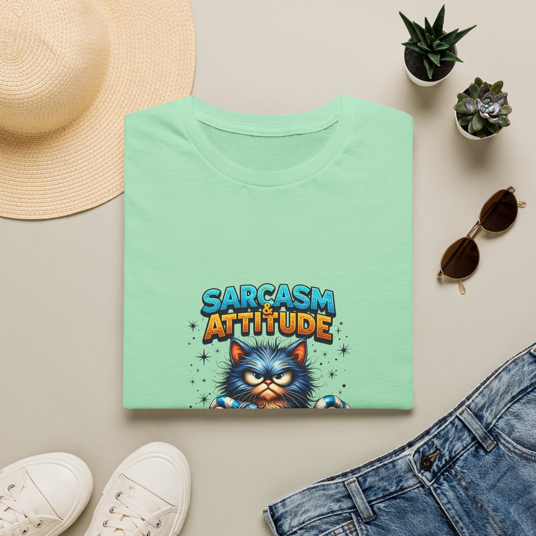 Sarcasm & Attitude Grumpy Cat T-Shirt — Funny Sarcastic Gift for Her Graphic Tee