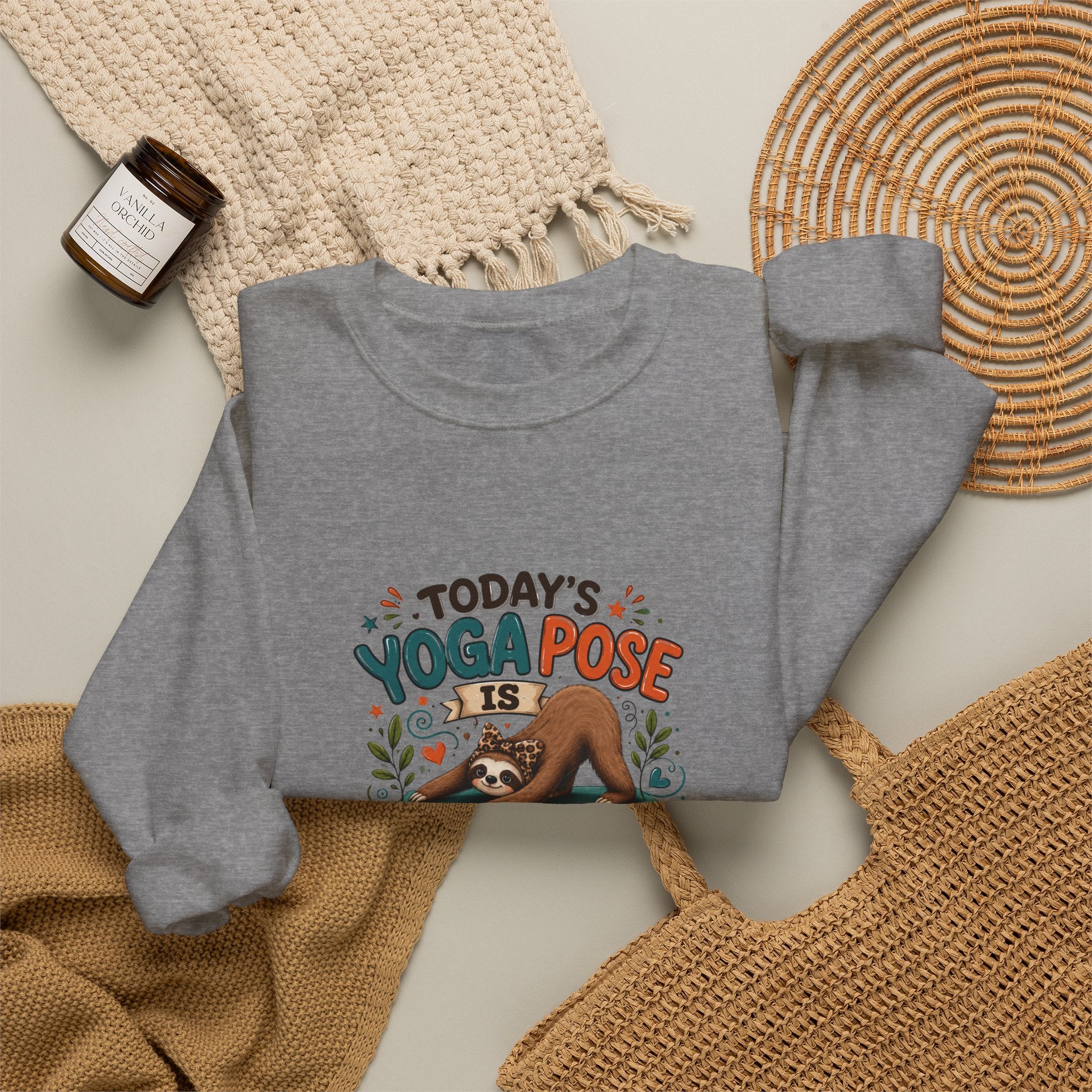 Downward Spiral Sloth Sweatshirt — Funny Lazy Gift for Her Yoga Pose Crewneck